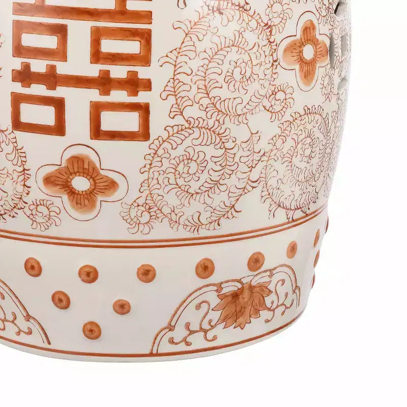 JONATHAN Y Double Happiness 18 Tabouret de jardin/Table d'appoint en céramique Chinoiserie