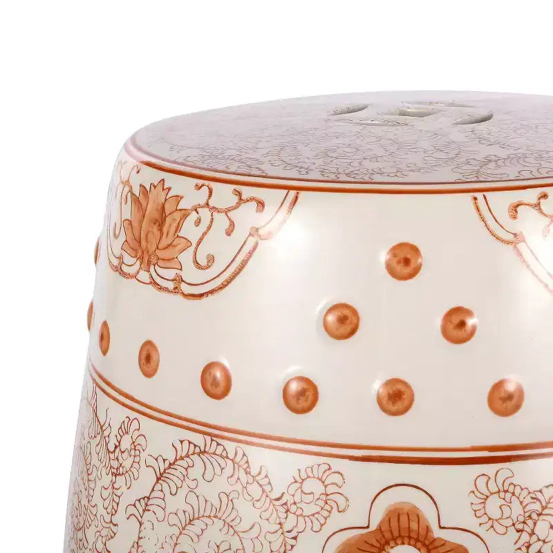 JONATHAN Y Double Happiness 18 Tabouret de jardin/Table d'appoint en céramique Chinoiserie