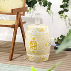 JONATHAN Y Double Happiness 18 Tabouret de jardin/Table d'appoint en céramique Chinoiserie
