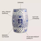 JONATHAN Y Double Happiness 18 Tabouret de jardin/Table d'appoint en céramique Chinoiserie