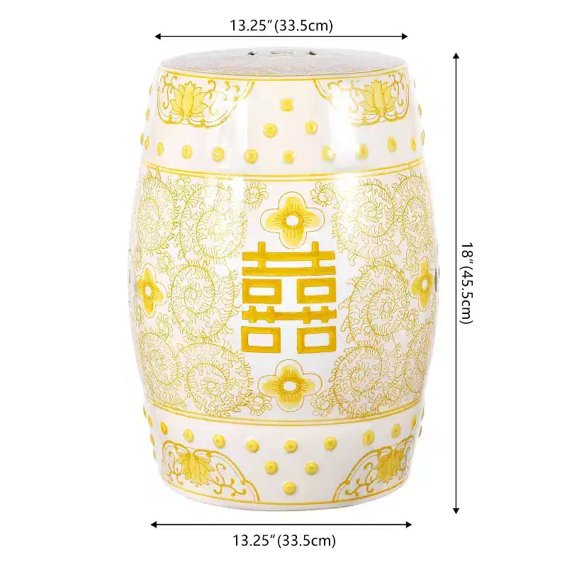 JONATHAN Y Double Happiness 18 Tabouret de jardin/Table d'appoint en céramique Chinoiserie