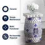 JONATHAN Y Double Happiness 18 Tabouret de jardin/Table d'appoint en céramique Chinoiserie