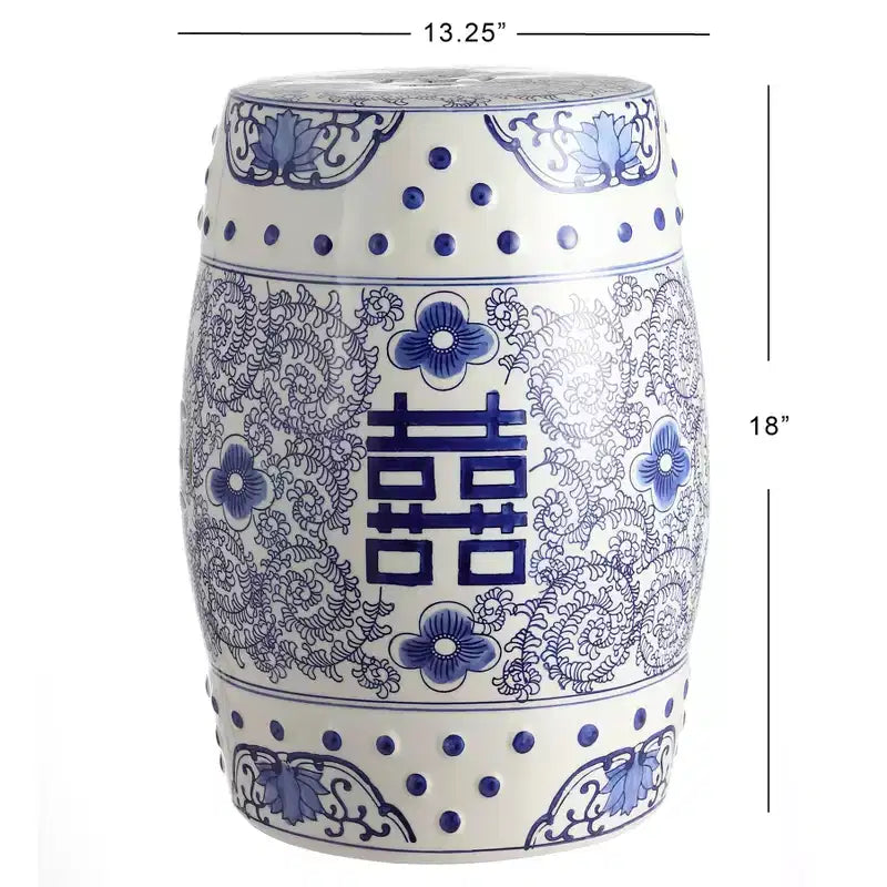 JONATHAN Y Double Happiness 18 Tabouret de jardin/Table d'appoint en céramique Chinoiserie
