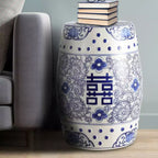 JONATHAN Y Double Happiness 18 Tabouret de jardin/Table d'appoint en céramique Chinoiserie