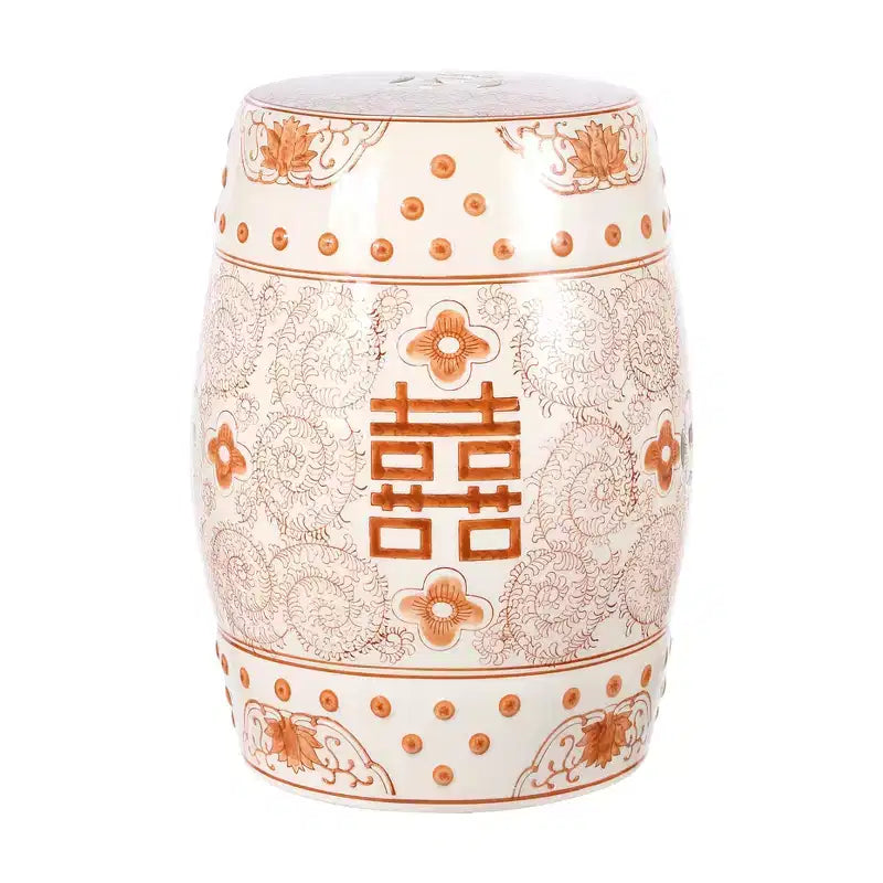 JONATHAN Y Double Happiness 18 Tabouret de jardin/Table d'appoint en céramique Chinoiserie