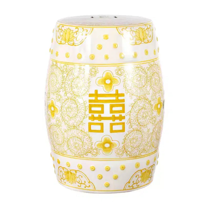 JONATHAN Y Double Happiness 18 Tabouret de jardin/Table d'appoint en céramique Chinoiserie