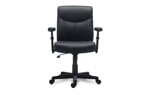 Fauteuil de travail en cuir Alera Harthope, supporte jusqu'à 125 kg, assise/dossier noir, piètement noir