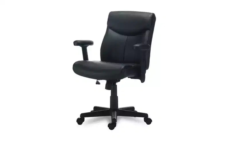 Fauteuil de travail en cuir Alera Harthope, supporte jusqu'à 125 kg, assise/dossier noir, piètement noir