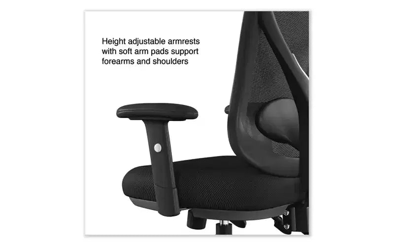 Alera Alera Aeson Series Chaise de bureau multifonction, supporte jusqu'à 124,7 kg, hauteur d'assise de 38,1 à 47,8 cm, assise/dossier noir, piètement noir