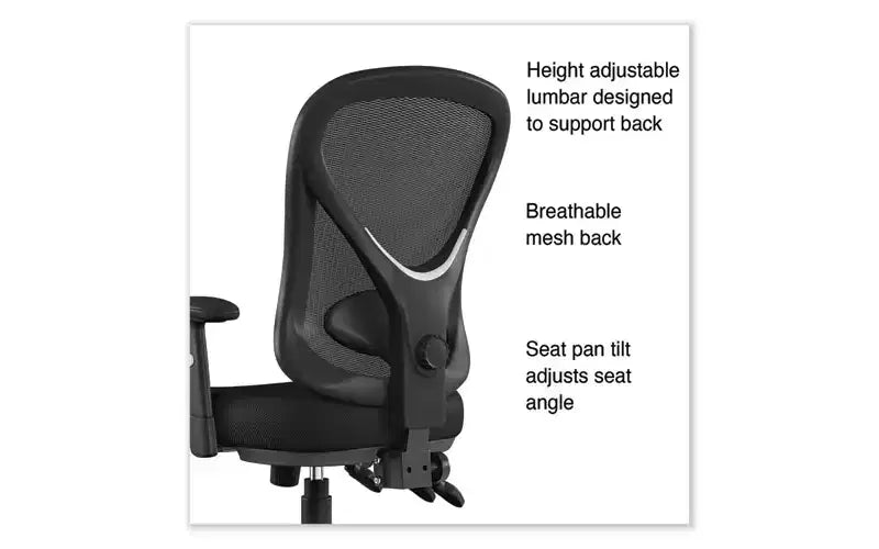 Alera Alera Aeson Series Chaise de bureau multifonction, supporte jusqu'à 124,7 kg, hauteur d'assise de 38,1 à 47,8 cm, assise/dossier noir, piètement noir