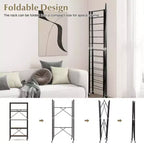 Costway Lot de 2 étagères pliantes à 5 niveaux, conception DIY, avec 4 roulettes universelles Noir/Naturel
