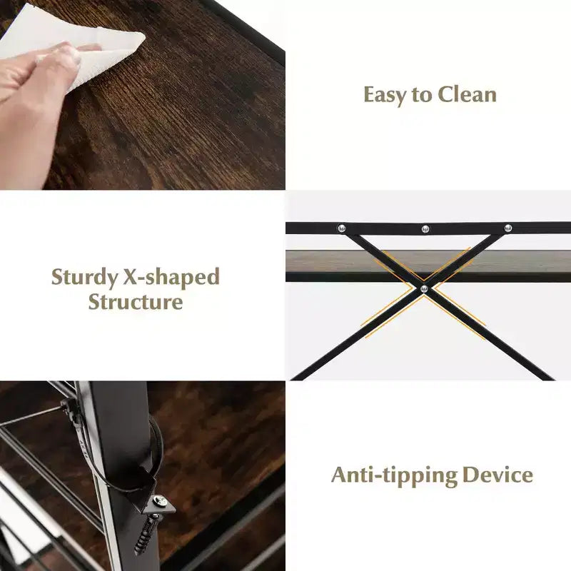 Costway Lot de 2 étagères pliantes à 5 niveaux, conception DIY, avec 4 roulettes universelles Noir/Naturel