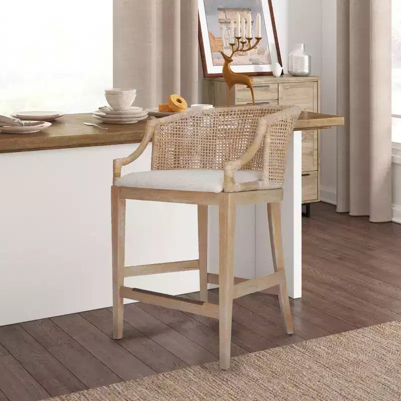 Tabouret de bar Martha Stewart 25 Playa en rotin tressé à la main, hauteur comptoir