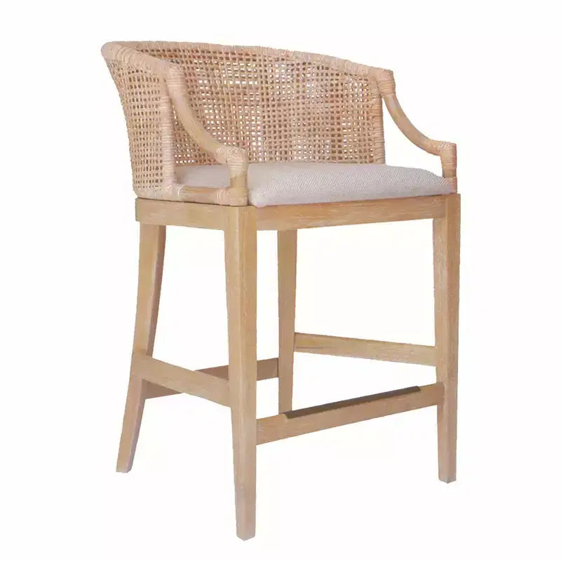 Tabouret de bar Martha Stewart 25 Playa en rotin tressé à la main, hauteur comptoir