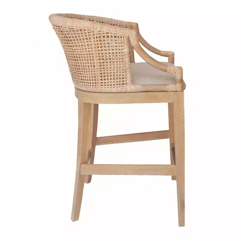 Tabouret de bar Martha Stewart 25 Playa en rotin tressé à la main, hauteur comptoir
