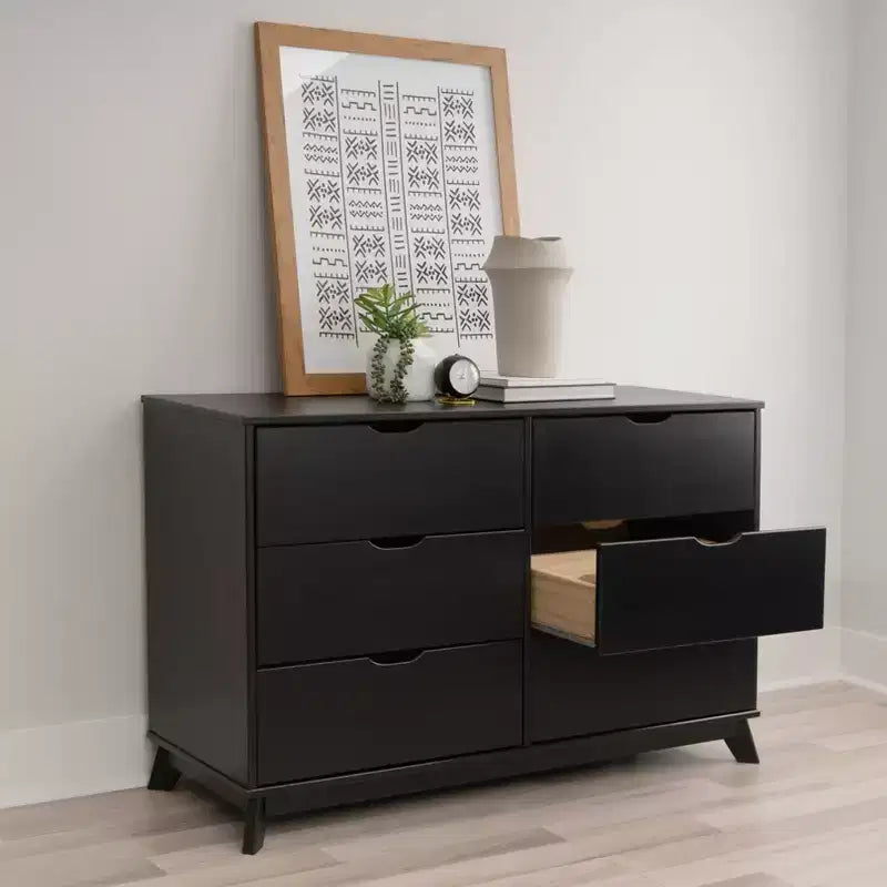 Commode à 6 tiroirs Pensy en bois massif de style Mid-Century Modern - Powell