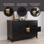 Commode à 6 tiroirs Pensy en bois massif de style Mid-Century Modern - Powell