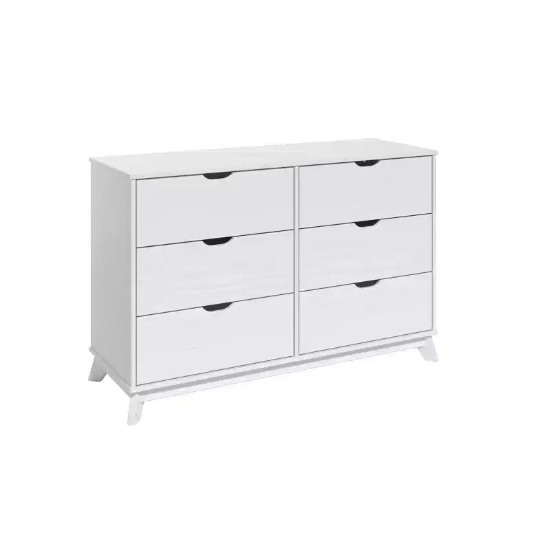 Commode à 6 tiroirs Pensy en bois massif de style Mid-Century Modern - Powell