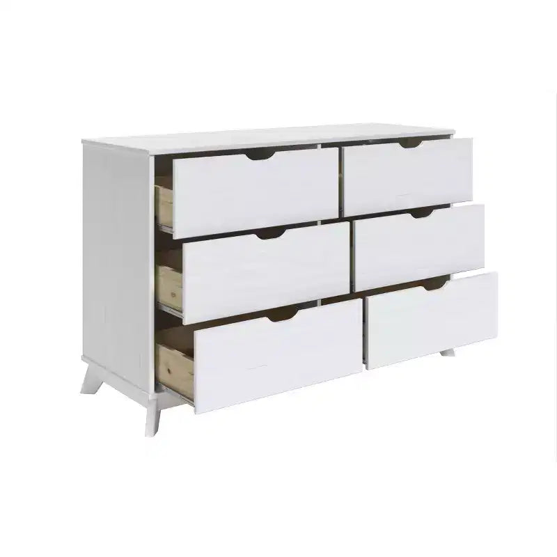 Commode à 6 tiroirs Pensy en bois massif de style Mid-Century Modern - Powell