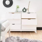 Commode à 6 tiroirs Pensy en bois massif de style Mid-Century Modern - Powell