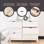Commode à 6 tiroirs Pensy en bois massif de style Mid-Century Modern - Powell