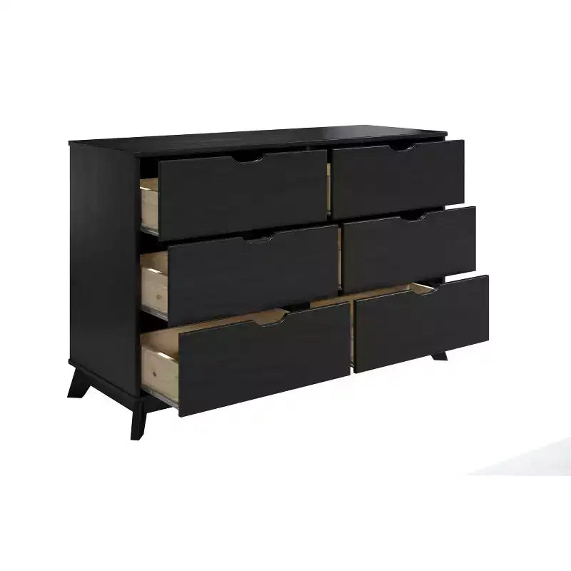 Commode à 6 tiroirs Pensy en bois massif de style Mid-Century Modern - Powell