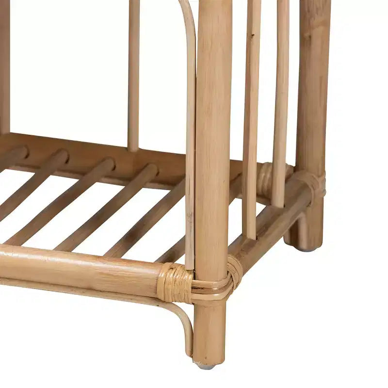 bali & pari Kobie Table de chevet bohème moderne en rotin naturel marron à 1 tiroir