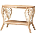 Console Table bali & pari Bastet 2 niveaux en rotin naturel marron style bohème moderne