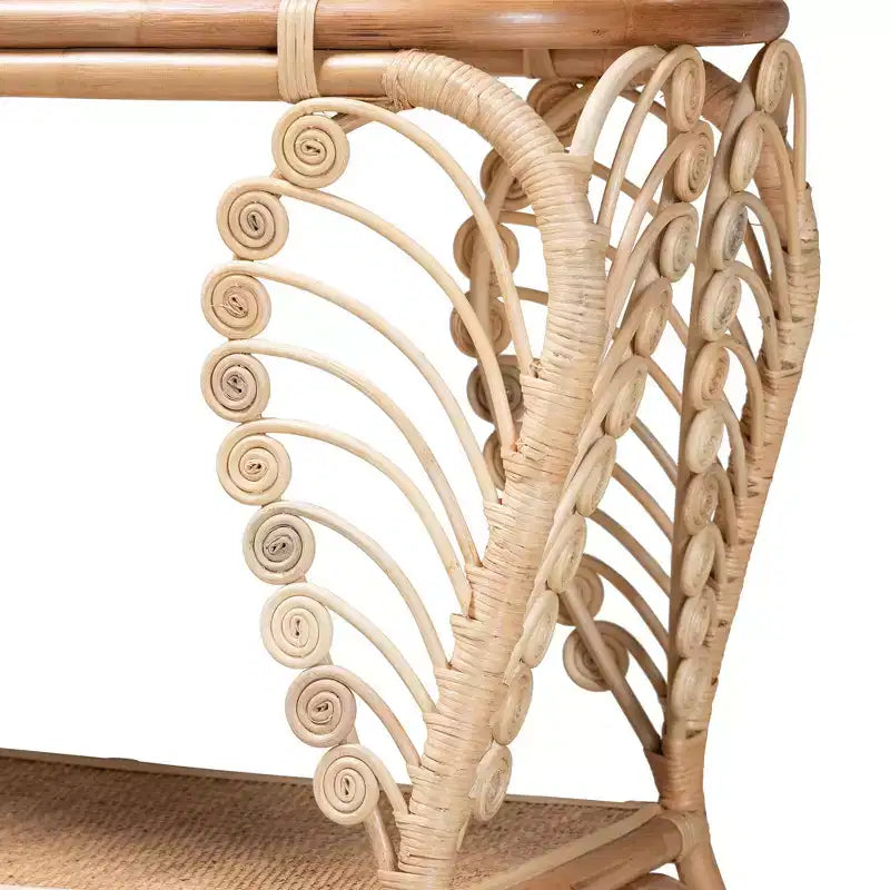 Console Table bali & pari Bastet 2 niveaux en rotin naturel marron style bohème moderne