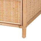 bali & pari Table de chevet Lalo moderne bohème en rotin naturel marron à 1 tiroir