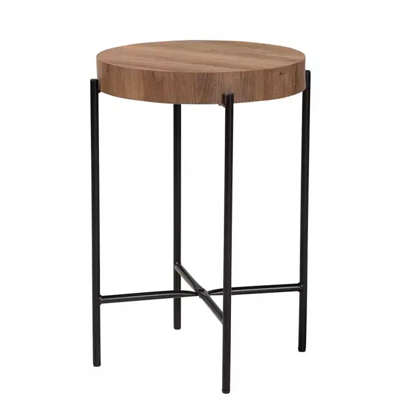 Table d'appoint Baxton Studio Savion moderne industrielle en bois finition noyer et métal noir