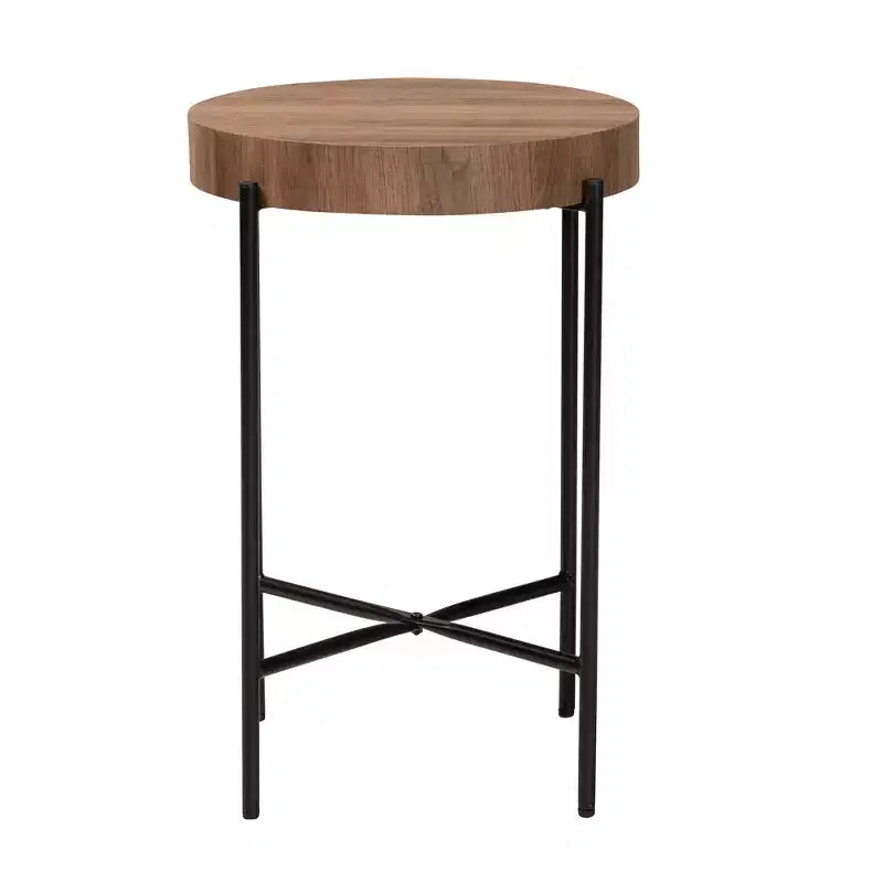 Table d'appoint Baxton Studio Savion moderne industrielle en bois finition noyer et métal noir