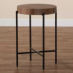 Table d'appoint Baxton Studio Savion moderne industrielle en bois finition noyer et métal noir