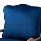 Fauteuil d'appoint traditionnel Baxton Studio Jules en tissu bleu marine et bois finition chêne français
