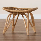 Repose-pieds en rotin marron naturel de style bohème moderne bali & pari Earvin