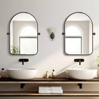 Dovelina Arch Miroir de salle de bain avec cadre en métal, pivotant, ensemble de 2 miroirs suspendus