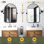 Dovelina Arch Miroir de salle de bain avec cadre en métal, pivotant, ensemble de 2 miroirs suspendus