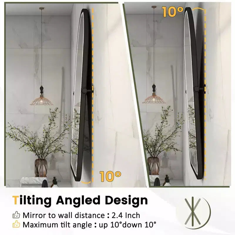 Dovelina Arch Miroir de salle de bain avec cadre en métal, pivotant, ensemble de 2 miroirs suspendus