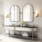 Dovelina Arch Miroir de salle de bain avec cadre en métal, pivotant, ensemble de 2 miroirs suspendus