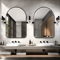 Dovelina Arch Miroir de salle de bain avec cadre en métal, pivotant, ensemble de 2 miroirs suspendus