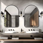 Dovelina Arch Miroir de salle de bain avec cadre en métal, pivotant, ensemble de 2 miroirs suspendus
