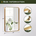 Miroir Mural Dovelina, Rectangle, Cadre Métallique, pour Salle de Bain