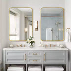 Miroir Mural Dovelina, Rectangle, Cadre Métallique, pour Salle de Bain
