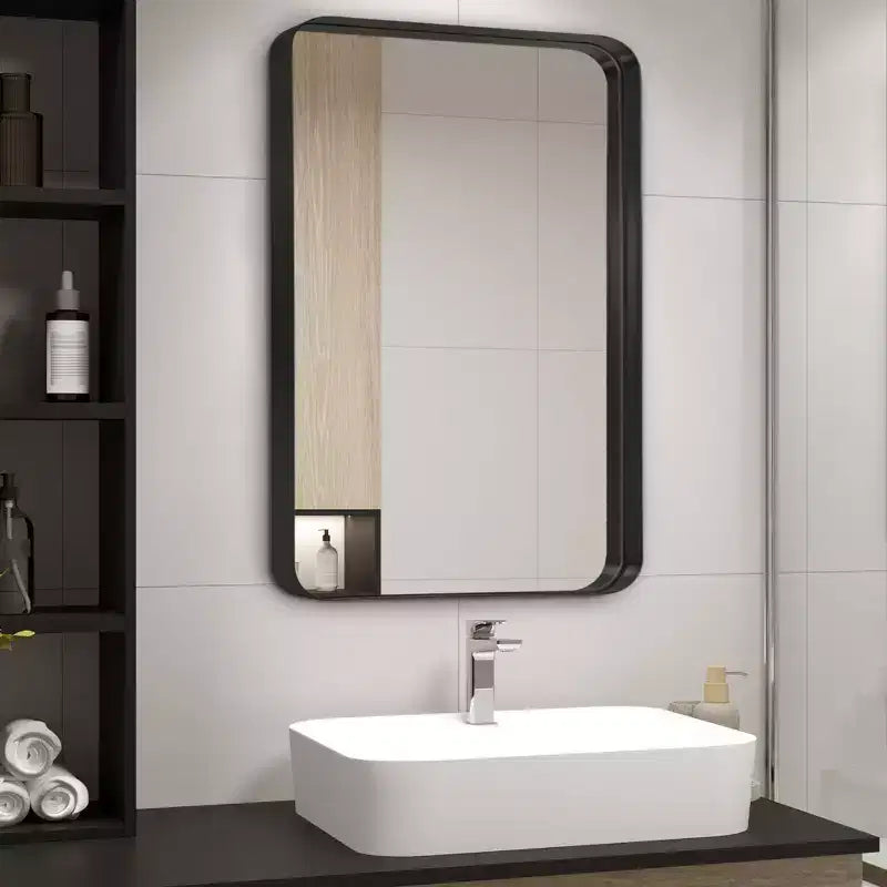 Miroir Mural Dovelina, Rectangle, Cadre Métallique, pour Salle de Bain