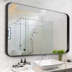 Miroir Mural Dovelina, Rectangle, Cadre Métallique, pour Salle de Bain