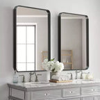 Miroir Mural Dovelina, Rectangle, Cadre Métallique, pour Salle de Bain