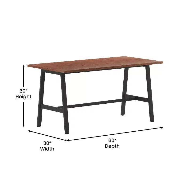 Flash Furniture Table de conférence Redmond commerciale 60x30 avec plateau en stratifié double face de 2,5 cm d'épaisseur avec bordure en PVC et piètement en acier robuste en A