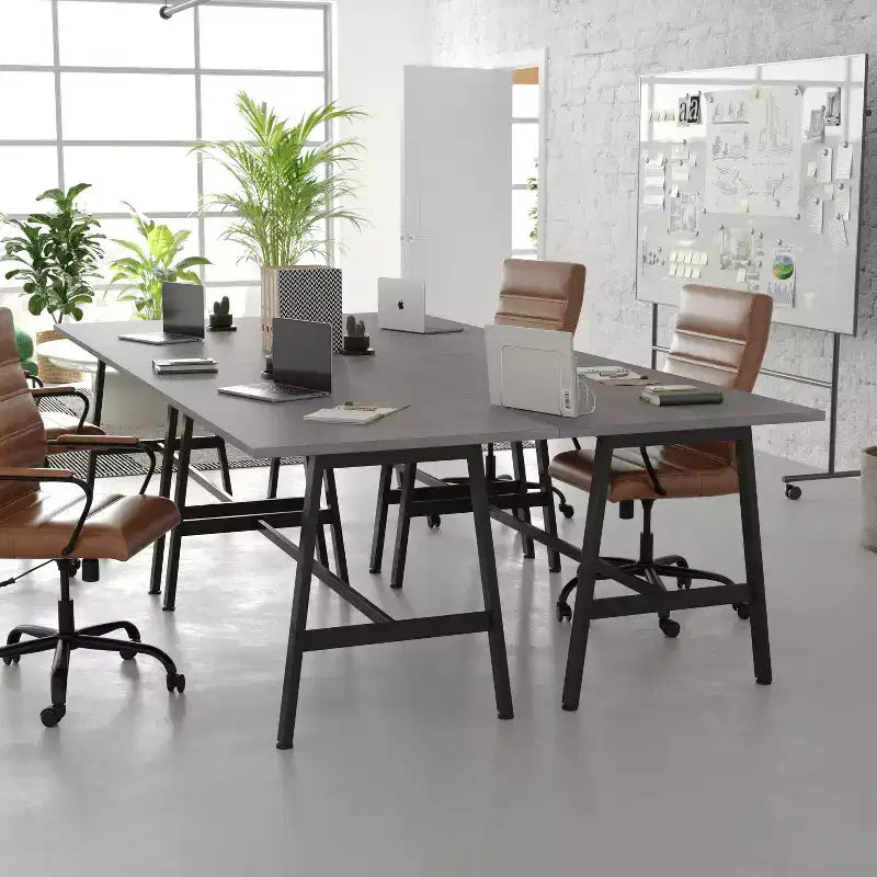 Flash Furniture Table de conférence Redmond commerciale 60x30 avec plateau en stratifié double face de 2,5 cm d'épaisseur avec bordure en PVC et piètement en acier robuste en A
