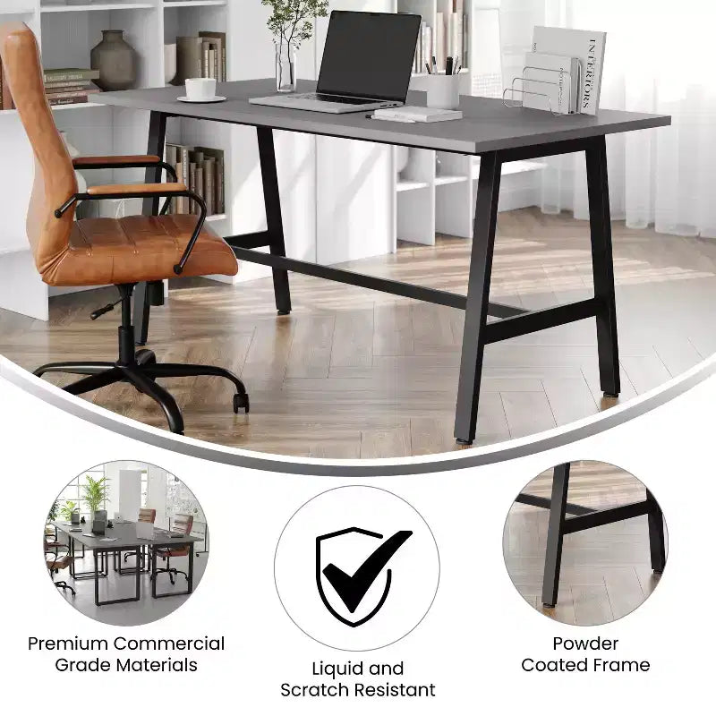 Flash Furniture Table de conférence Redmond commerciale 60x30 avec plateau en stratifié double face de 2,5 cm d'épaisseur avec bordure en PVC et piètement en acier robuste en A