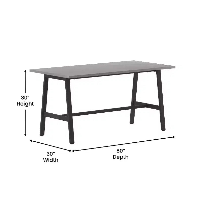 Flash Furniture Table de conférence Redmond commerciale 60x30 avec plateau en stratifié double face de 2,5 cm d'épaisseur avec bordure en PVC et piètement en acier robuste en A